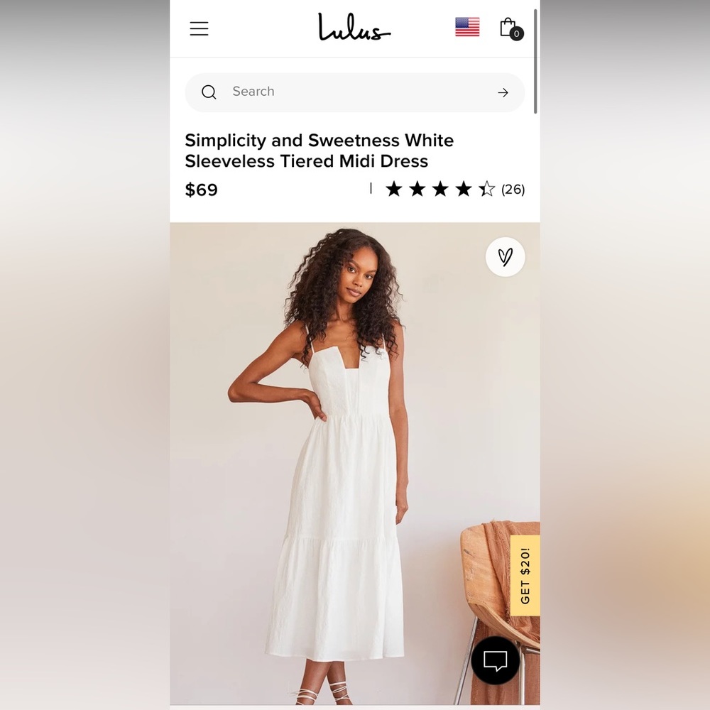 NWT Lulus tiered white midi dress Size L